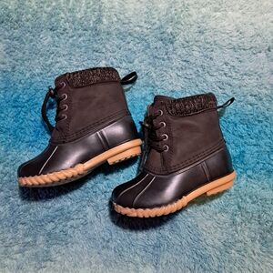 Kids Black and Tan Winter Boots